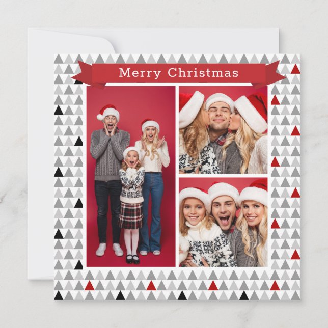 Merry Christmas Chic Modern Tree Pattern 3 Photo (Front)