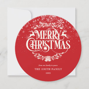 Merry Christmas Chic Snowflakes Elegant Modern Holiday Card