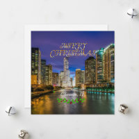 Merry Christmas, Chicago River at Sunset