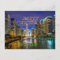 Merry Christmas, Chicago River at Sunset