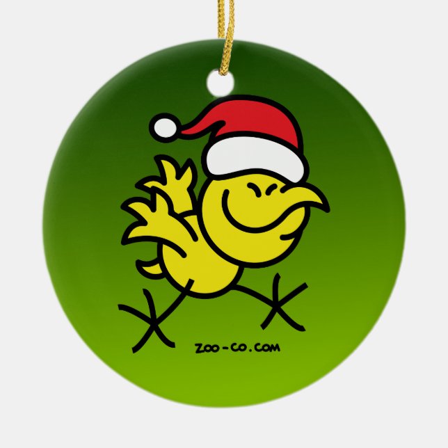 Merry Christmas Chicken Ceramic Ornament (Front)