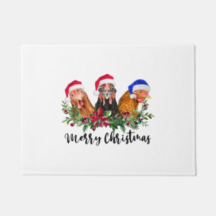 Merry Christmas Chicken Doormat
