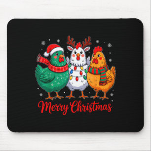 Merry Christmas Chicken Farmer Animal Santa Hat Xm Mouse Pad