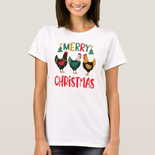 Merry Christmas Chicken, Funny Farm Chickens T-Shirt