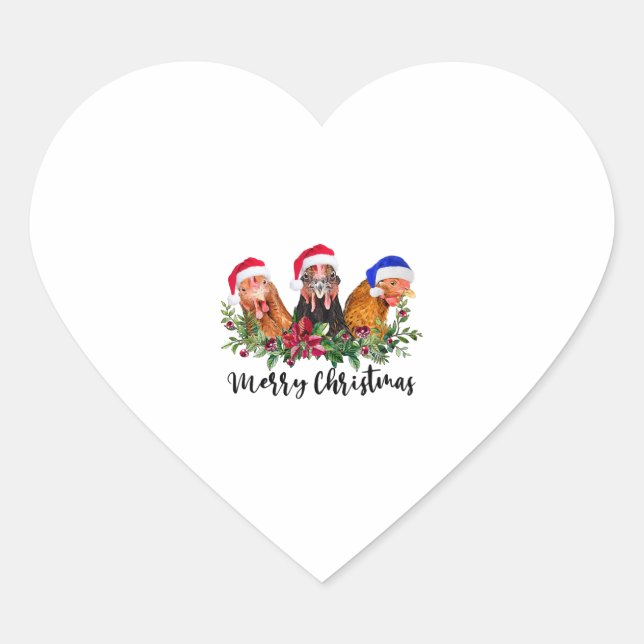 Merry Christmas Chicken Heart Sticker (Front)
