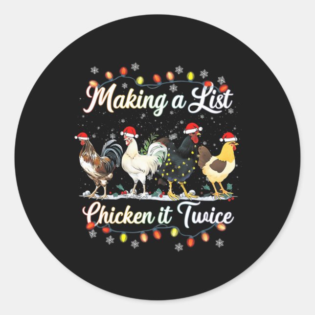 Merry Christmas Chicken Lover Xmas Santa Hat Farm  Classic Round Sticker (Front)