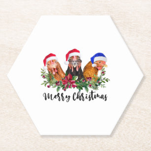 Merry Christmas Chicken Paper Coaster