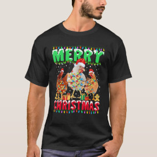 Merry Christmas Chicken Santa Hat Lights Xmas 1 T-Shirt