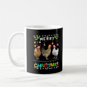 Merry-Christmas Chicken Santa Hat Lights Xmas Funn Coffee Mug