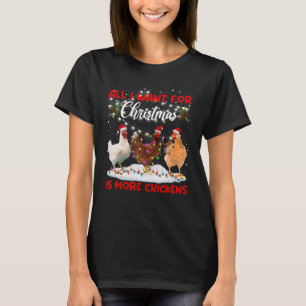 Merry Christmas Chicken  Santa Hat Lights Xmas T-Shirt