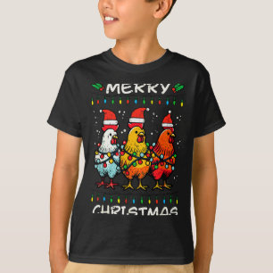 Merry Christmas Chickens Santa Xmas Farming Men Wo T-Shirt