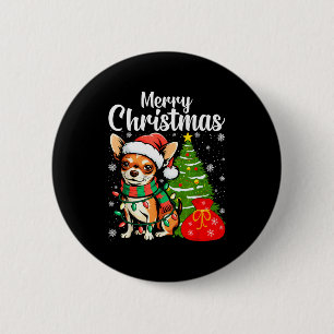 Merry Christmas Chihuahua 6 Cm Round Badge