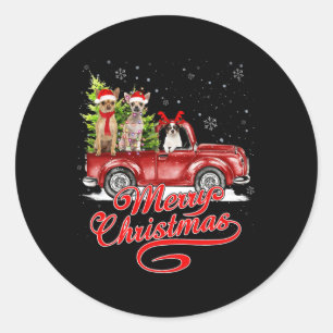 Merry Christmas Chihuahua Dog Lover Santa Reindeer Classic Round Sticker