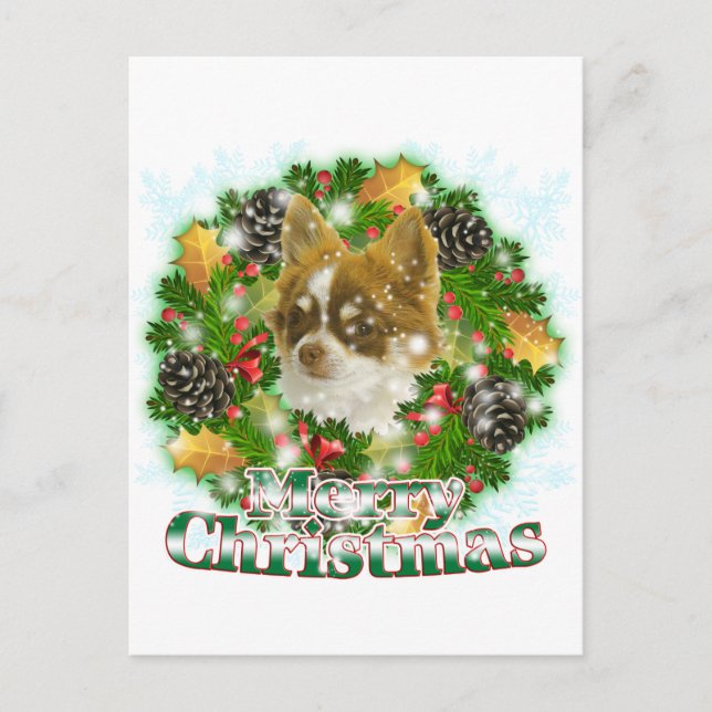 Merry Christmas Chihuahua Holiday Postcard (Front)