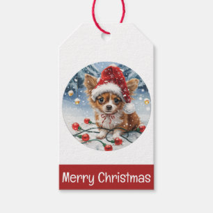 Merry Christmas Chihuahua Santa Dog Gift Tags
