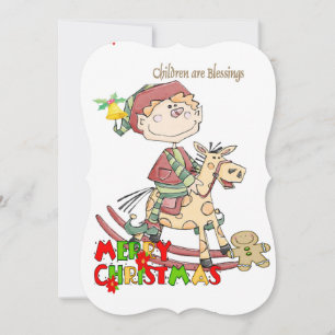 Merry Christmas Children Bless Flat Greeting Card