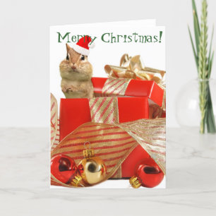 Merry Christmas Chipmunk Holiday Card