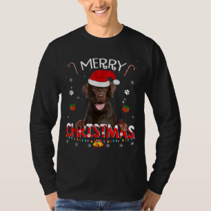 Merry Christmas Chocolate Lab Dog Santa Hat Xmas P T-Shirt