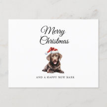 Merry Christmas chocolate lab holiday postcard