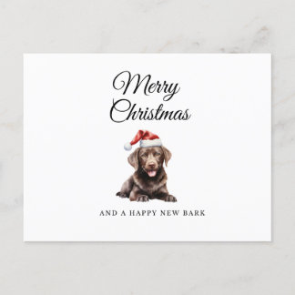 Merry Christmas chocolate lab holiday postcard