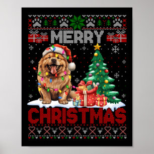 Merry Christmas Chow Chow Dog Lover Family Ugly Xm Poster