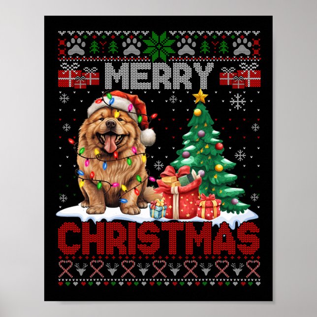 Merry Christmas Chow Chow Dog Lover Family Ugly Xm Poster (Front)