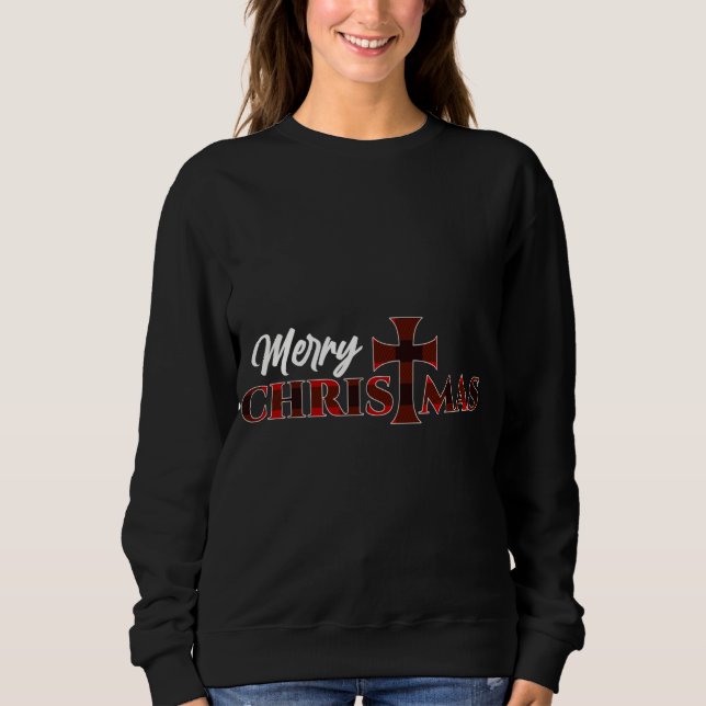 Merry Christmas - Christ Cross Religious Xmas Buff Sweatshirt (Front)