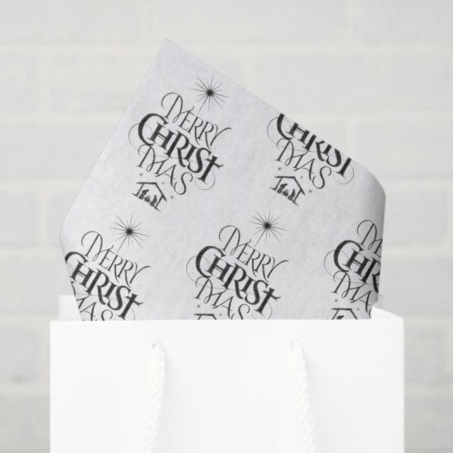 Merry CHRISTmas Christian Calligraphy Christ Jesus Tissue Paper (Gift Bag)