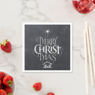 Merry CHRISTmas Christian Chalkboard Calligraphy Napkin