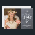 Merry Christmas Christian Chalkboard Customise Holiday Card<br><div class="desc">We say 'Merry Christmas' all the time, but often forget the origin of the words. This card features original hand lettering that in its unique design tells the story of Christmas, simply and elegantly in the fashionable chalkboard look right on a chalkboard background. The back of the card has chalkboard...</div>