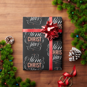 Merry CHRISTmas Christian Christ Calligraphy Wrapping Paper