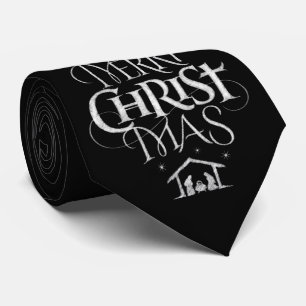 Merry CHRISTmas Christian Christ Jesus Calligraphy Tie