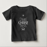Merry Christmas Christian Christmas Black Chalk Baby T-Shirt<br><div class="desc">We say 'Merry Christmas' but often we forget the origin of the words. This original hand lettering uses its unique design to tell the story simply and elegantly in the fashionable and fun chalkboard look. Show your CHRISTmas spirit. Find this charming design on other products - just check out our...</div>