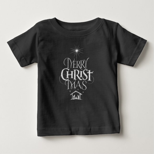 Merry Christmas Christian Christmas Black Chalk Baby T-Shirt (Front)