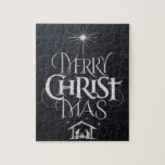 Merry Christmas Christian Christmas Black Chalk Jigsaw Puzzle<br><div class="desc">We say 'Merry Christmas' but often we forget the origin of the words. This original hand lettering uses its unique design to tell the story simply and elegantly in the fashionable and fun chalkboard look. Show your CHRISTmas spirit. When you have your Christmas party place the puzzle pieces on a...</div>