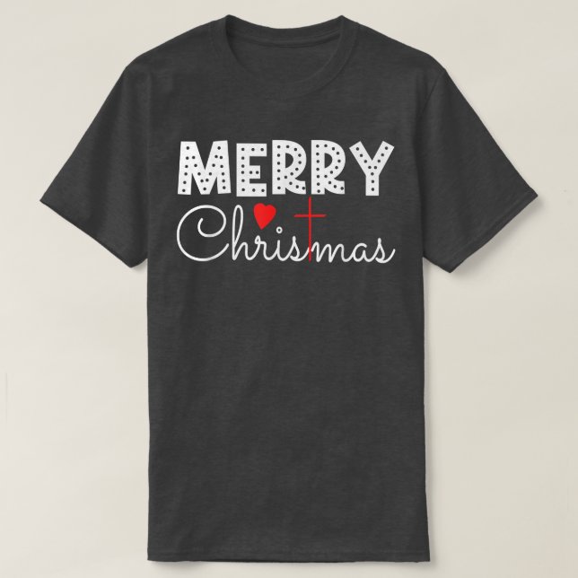 Merry Christmas Christian Happy Holidays Faith and T-Shirt (Design Front)