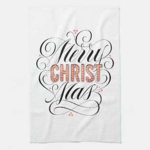 Merry CHRISTmas Christian Jesus Christ Calligraphy Tea Towel