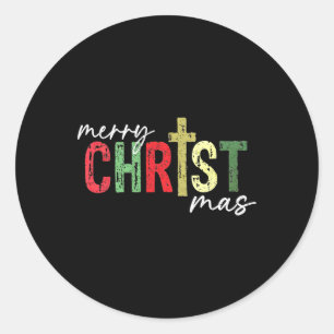 Merry Christmas Christian Jesus Cross Faith Religi Classic Round Sticker