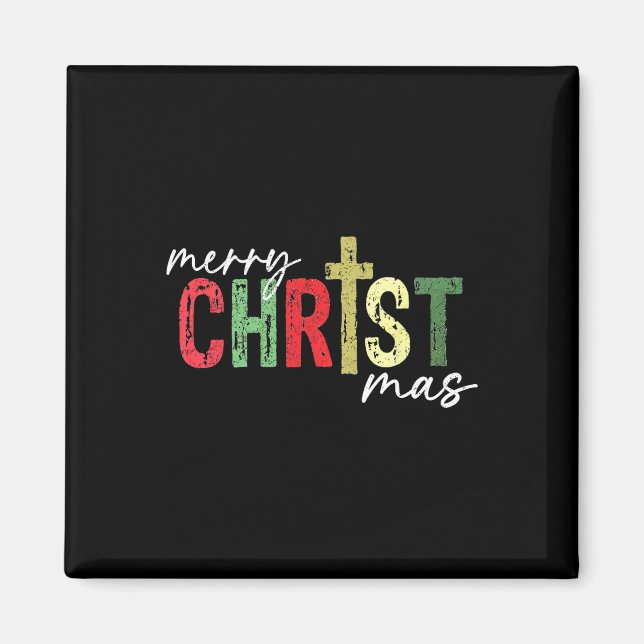 Merry Christmas Christian Jesus Cross Faith Religi Magnet (Front)