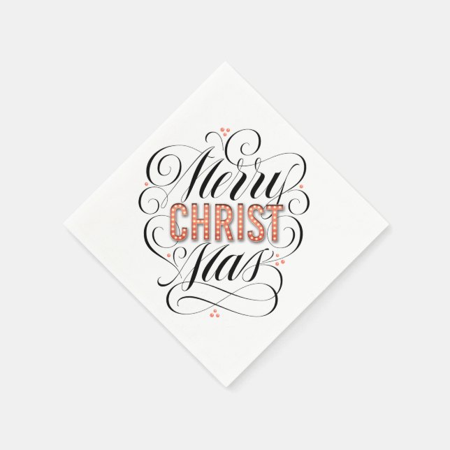 Merry CHRISTmas Christian Jesus God Calligraphy Napkin (Corner)