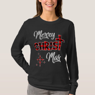 Merry Christmas Christians Gifts Buffalo Plaid Paj T-Shirt