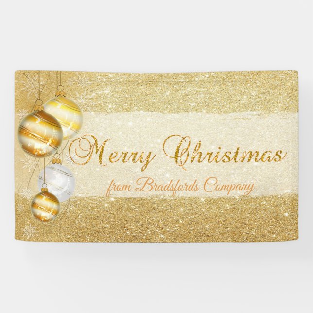 Merry Christmas ,Christmas Balls,Glittery Banner (Horizontal)