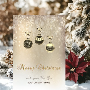 Merry Christmas,Christmas Balls, Snowflakes Holiday Card