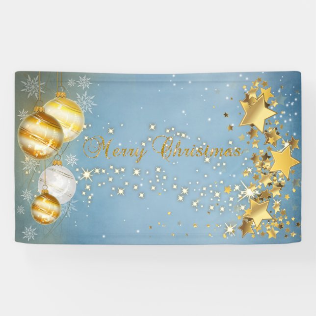 Merry Christmas ,Christmas Balls,Stars,Sparkle Banner (Horizontal)