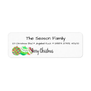 Merry Christmas Christmas baubles watercolor Return Address Label