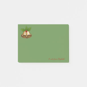 Merry Christmas,Christmas Bell,Green-Personalised Post-it Notes
