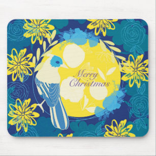 merry christmas, christmas,bird,flowers, nature mouse pad