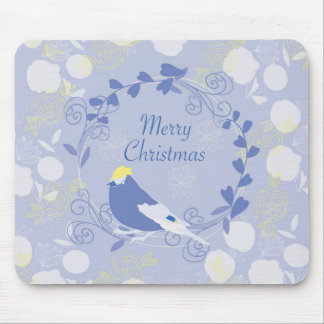 merry christmas, christmas,bird,flowers, nature, p mouse pad