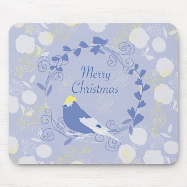 merry christmas, christmas,bird,flowers, nature, p mouse pad (Front)