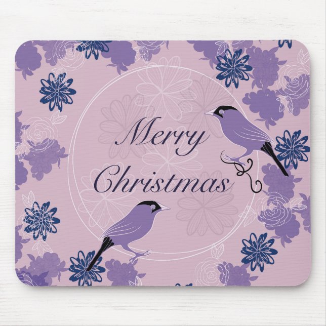 merry christmas, christmas,bird,flowers, nature, p mouse pad (Front)